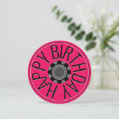 Rouge Roue Steampunk Carte d'anniversaire félicita (Debout devant)