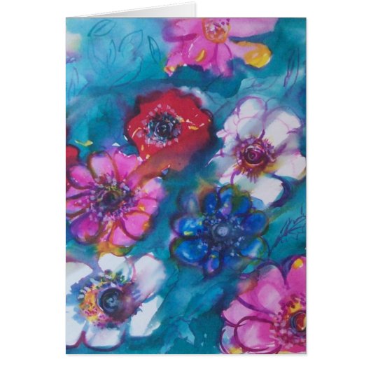 ROUGE ROUGE BLANC FLEURS COLORÉES EN BLEU (Devant)