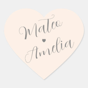 Rouge Roze Bruid en Bruidegom Namen op Trouwen Hart Sticker