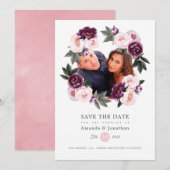 Rouge Roze en Diep Fluwelen Foto Bruiloft Save The Date (Voorkant / Achterkant)