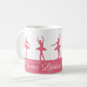 Rouge roze gepersonaliseerde Ballerina Koffiemok (Voorkant links)