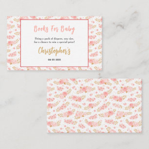 Rouge Roze & Gouden Bloemenmeisje Baby Shower Informatiekaartje