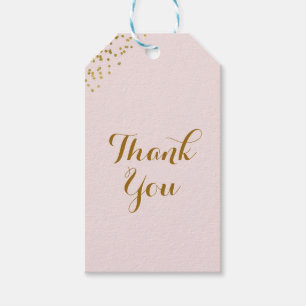 Rouge Roze & Gouden Confetti Hoeken Glam Chic Favo Cadeaulabel