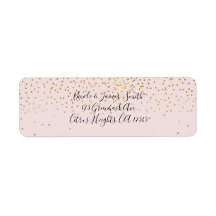 Rouge Roze & Gouden Confetti Moderne Verlovingsfee Etiket