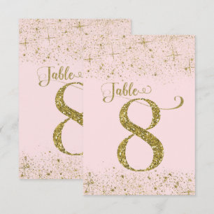 Rouge Roze Gouden Glitter Tafelkaartjes Nummer 8 Kaart