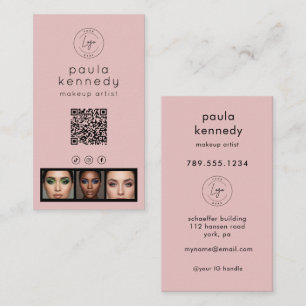 Rouge Roze Moderne Foto Logo QR Code Visitekaartje