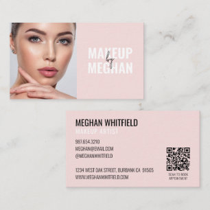 Rouge Roze Moderne Sociale Icoon QR Code Foto Make Visitekaartje
