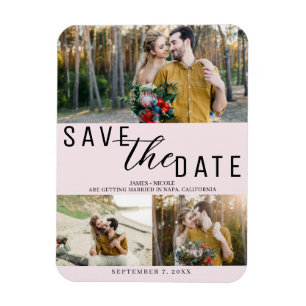 Rouge Roze Save the Date Trouw 3 Foto's Magneet