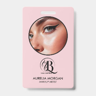 Rouge Roze Schrift Logo Foto Make-up Artiest Badge