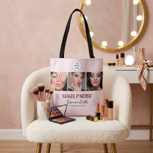 Rouge Roze Schrift Logo Foto Make-up Studio Draagtas