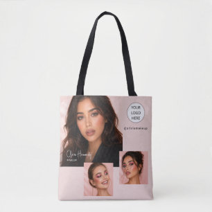 Rouge Roze Schrift Logo Foto Make-up Studio Draagtas
