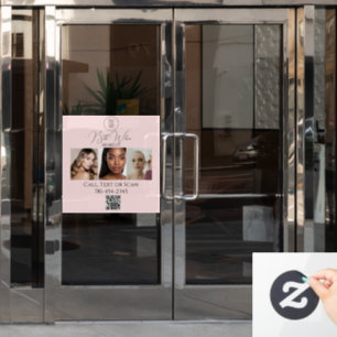 Rouge Roze Script Branding Foto Schoonheid Bedrijf Raamsticker