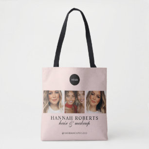 Rouge Roze Script Logo Foto Haar Make-up Studio Draagtas