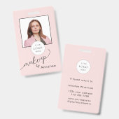 Rouge Roze Script Logo Foto Make-up Badge (Voor- en achterkant)