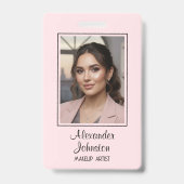 Rouge Roze Script Logo Foto Make-up Badge (Voorzijde)