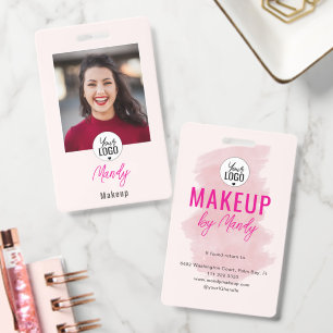 Rouge Roze Script Logo Foto Make-up Badge