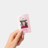 Rouge Roze Script Logo Foto Make-up Badge (Handheld)