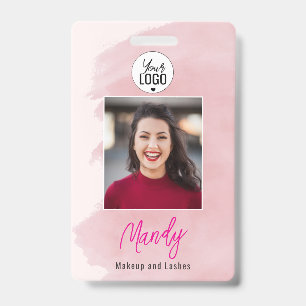 Rouge Roze Script Logo Foto Make-up Badge