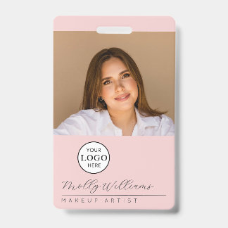 Rouge Roze Script Logo Foto Make-up Badge