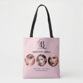 Rouge Roze Script Logo Foto Make-up Draagtas (Voorkant)