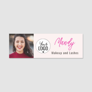 Rouge Roze Script Logo Foto Make-up Naamplaatje