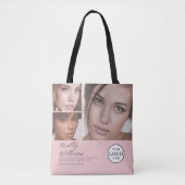 Rouge Roze Script Logo Foto Make-up Studio Draagtas (Voorkant)