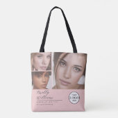 Rouge Roze Script Logo Foto Make-up Studio Draagtas (Achterkant)