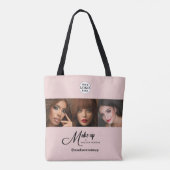 Rouge Roze Script Logo Foto Make-up Studio Draagtas (Achterkant)