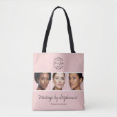 Rouge Roze Script Logo Foto Make-up Studio Draagtas (Voorkant)