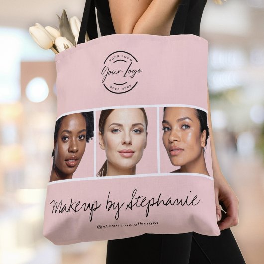Rouge Roze Script Logo Foto Make-up Studio Draagtas