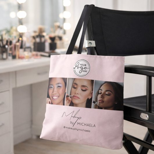 Rouge Roze Script Logo Foto Make-up Studio Draagtas