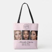 Rouge Roze Script Logo Foto Make-up Studio Draagtas (Achterkant)