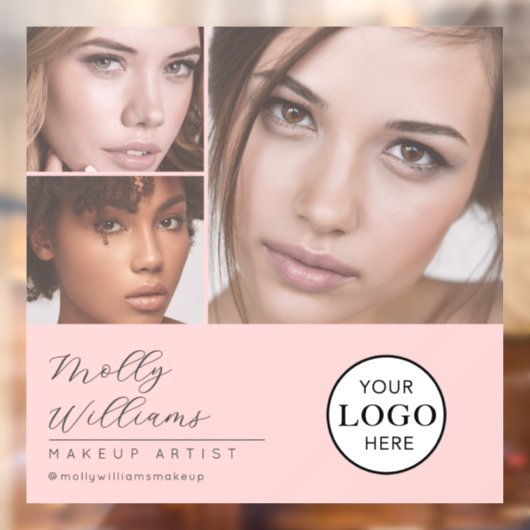 Rouge Roze Script Logo Foto Make-upstudio Raam  Raamsticker (Vel 2)