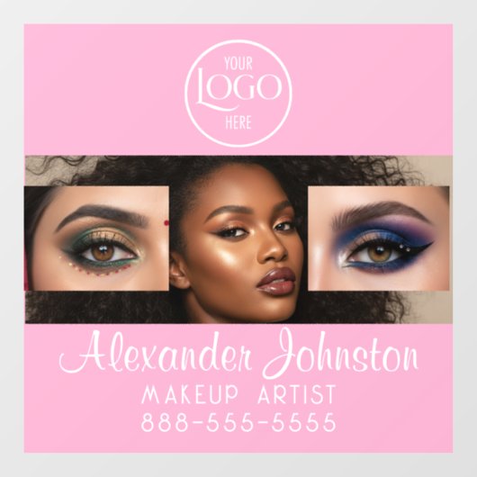 Rouge Roze Script Logo Foto Make-upstudio Raamsticker (Vel)