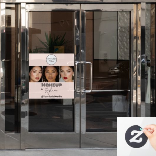 Rouge Roze Script Logo Foto Make-upstudio Raamsticker (Kantoordeur)