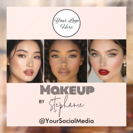 Rouge Roze Script Logo Foto Make-upstudio Raamsticker (Vel 2)