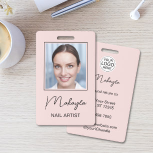 Rouge Roze Script Logo Foto Nagelsalon Badge