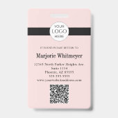 Rouge Roze Script Logo Foto QR Code Make-up Badge (Achterkant)