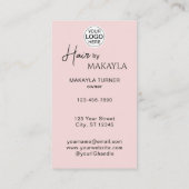 Rouge Roze Script Logo QR Code Foto Kapper Visitekaartje (Achterkant)
