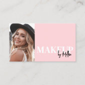 Rouge Roze Script QR Code Foto Make-up Visitekaartje (Voorkant)
