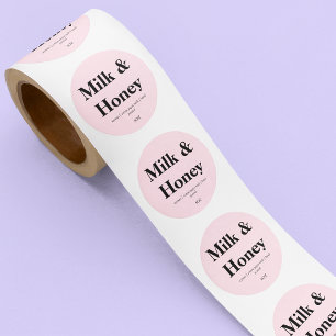 Rouge Roze Verpakkingskaars Merk Handgemaakt Ronde Sticker