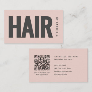 Rouge Roze Zwart Minimalistische QR-code voor Kaps Visitekaartje