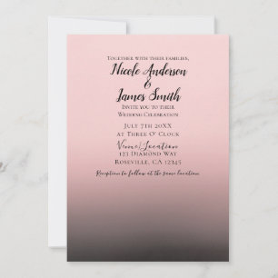 Rouge Roze & Zwarte Ombre Moderne Chic Trouw Kaart