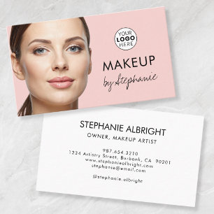 Rouge Roze Zwarte Script Foto Make-up Bedrijfskaar Visitekaartje