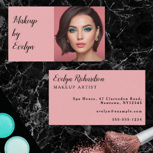 Rouge Roze Zwarte Script Foto Make-up Visitekaartj Visitekaartje