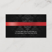Rouge Ruban Dark Damask Carte de visite de la list (Dos)