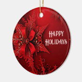 Rouge Ruban Floral Noël Ornement (Gauche)
