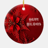 Rouge Ruban Floral Noël Ornement (Dos)