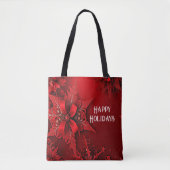 Rouge Ruban Floral Sac fourre-tout de Noël (Devant)