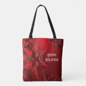 Rouge Ruban Floral Sac fourre-tout de Noël (Dos)